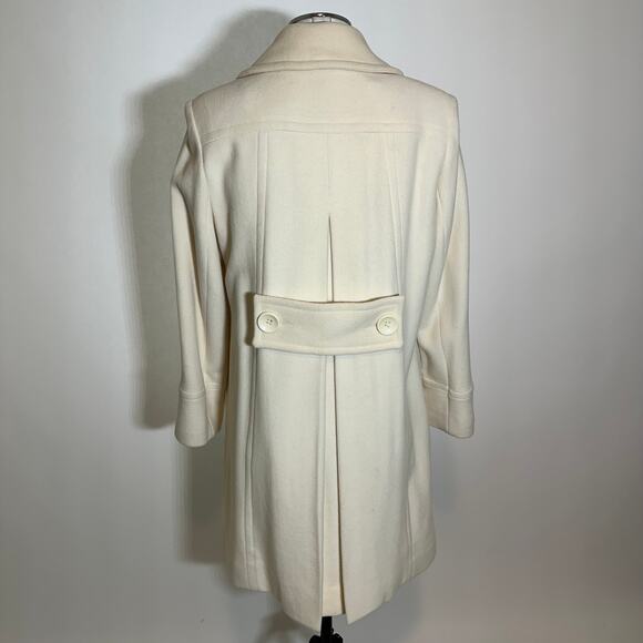 Anne Klein Cream Wool Blend Overcoat Peacoat Pea Coat Formal Womens Size Small S - Picture 4 of 12